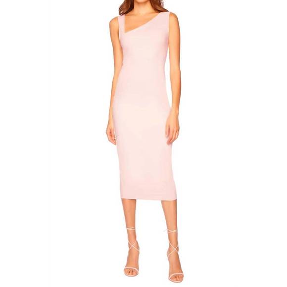 NEW SUSANA MONACO angled strap top midi dress in nude - Picture 1 of 3